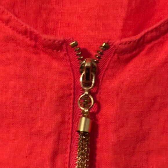 Company Ellen Tracy Sz XL Coral Linen Tunic With Zipper Detail & Front Pockets - Picture 4 of 12
